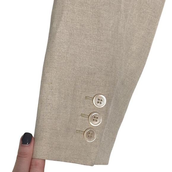 Kate Hill Linen Blend Vintage Button Front Blazer Tan Size 4 - Picture 4 of 6